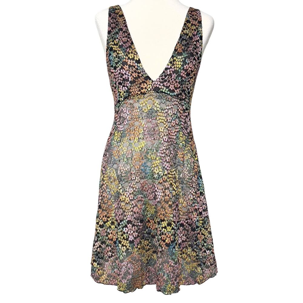 Free Prople Forget Me Not SZ L Floral Metallic Slip Dress - Picture 2 of 7